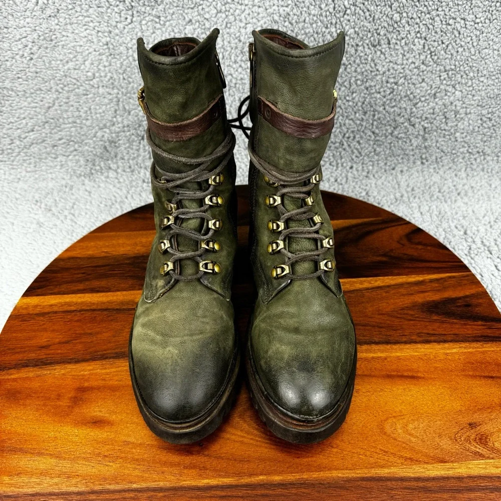 A.S.98 Green Lace Up Boots - Picture 3 of 12